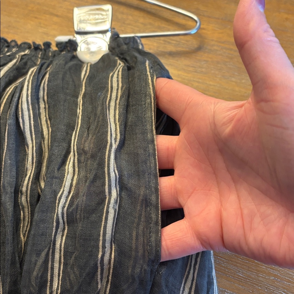 Free People Olive Green Striped Pleated Midi Skirt - Picture 8 of 11